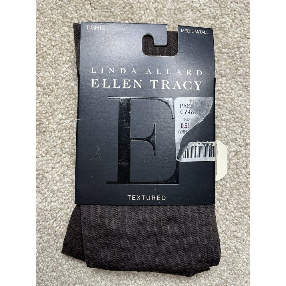 NOS Linda Allard Ellen Tracy Tights Med/Tall Mahogany Textured Lycra 3D USA